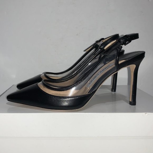 Jimmy Choo Erin 85 PVC & Leather Slingback Pumps Size 36 - Picture 4 of 7
